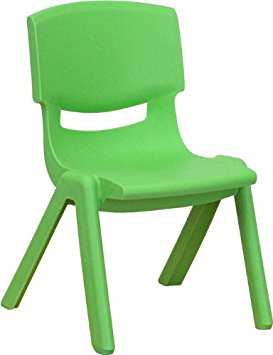 Flash Furniture YU-YCX-003-GREEN-GG Green Plastic Stackable School Chair with 10-1/2-Inch Seat Height