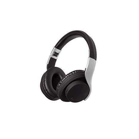 KitSound Twist Bluetooth Wireless Headphones with On-Ear Track Controls and Call Handling Function, Black/Silver