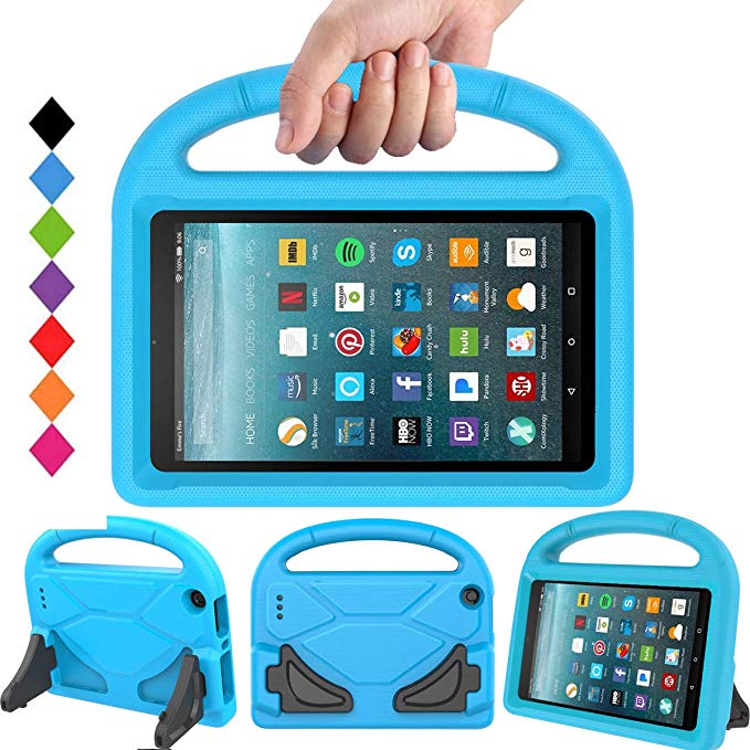 BMOUO Kids Case for All-New Amazon Fire 7 2017 - Light Weight Shock Proof Handle Convertible Stand Kid–Proof Cover Case for Fire 7 Tablet (7th Gen, 2017), Blue