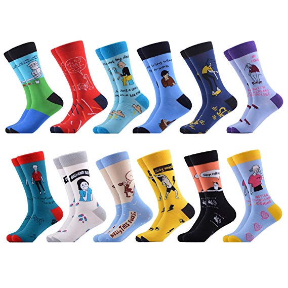 WeciBor Men's Dress Cool Colorful Fancy Novelty Funny Casual Combed Cotton Crew Socks Pack