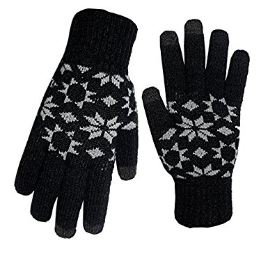 Holly Knitted Jacquard Touchscreen Gloves for Smartphones & Tablets, Small, Medium and Large