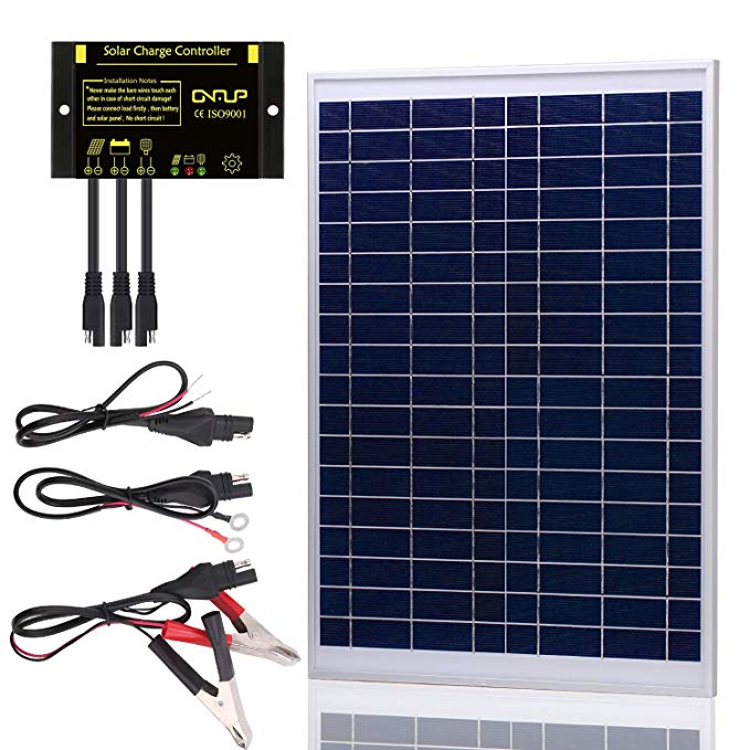 SUNER POWER [Upgraded] 20 Watts 12V Off Grid Solar Panel Kit - Waterproof 20W Solar Panel   Photocell 10A Solar Charge Controller with Work Time Setting   SAE Connection Cable Kits