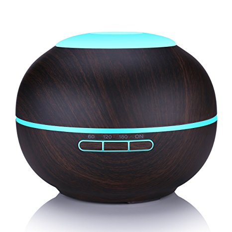 Lofter 200ml Essential Oil Diffuser, Wood Grain Ultrasonic Aroma Cool Mist Humidifier with 7 Color Changing LED for Office Home Bedroom Baby Room Study Yoga Spa