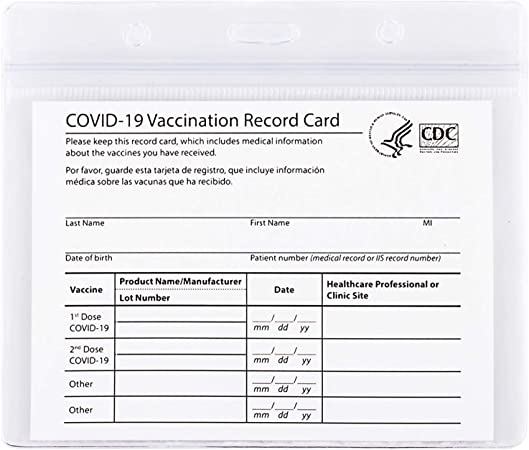 5 Pack CDC Vaccination Card Protector 4 X 3 in Immunization Record Vaccine Cards Holder Clear Vinyl Plastic Sleeve with Waterproof Type Resealable Zip