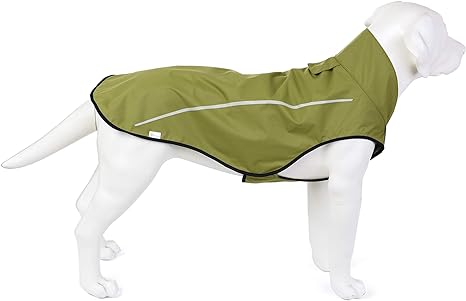 Mile High Life | Dog Raincoat | Adjustable Water Proof Pet Clothes | Lightweight Rain Jacket with Reflective Strip | Easy Step in Closure (L,Lime Yellow)