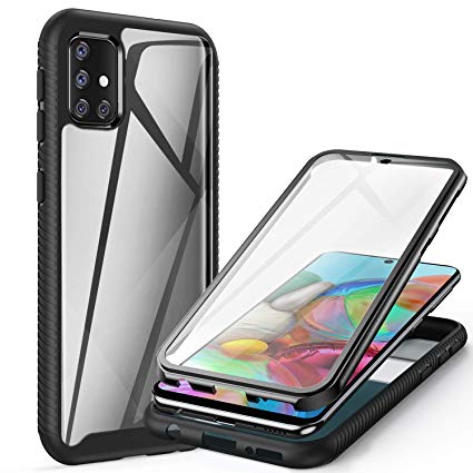 ivencase Samsung Galaxy A51 Case, Full-Body Heavy Drop Protection Shock Absorption Cover with Built-in Screen Protector Designed for Samsung Galaxy A51 - Black/Clear
