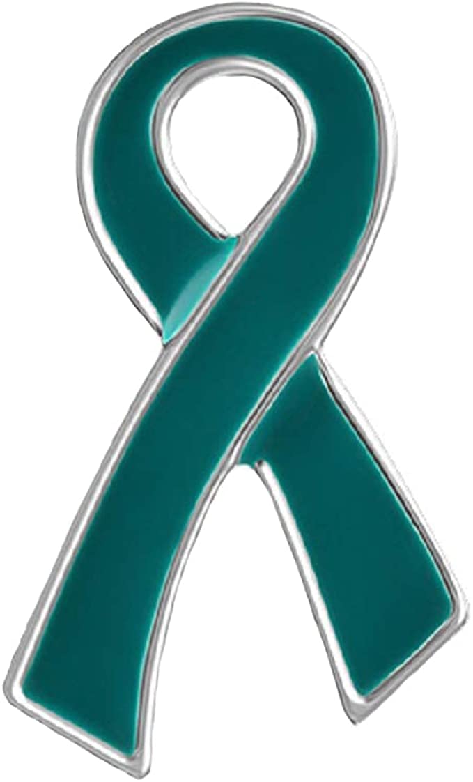 Teal Ribbon Pins for Ovarian Cancer Awareness, PTSD, Anxiety Disorder, Fragile X Awareness – Perfect for Gift-Giving & Fundraisers!