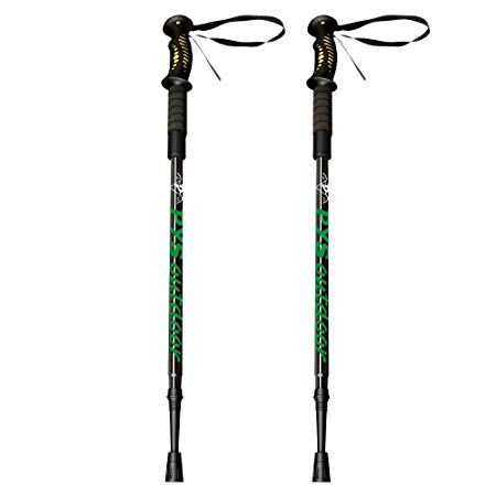 pys Trekking Telescopic Walking Poles - Adjustable Aluminium Lightweight Section Trekking Alpenstock, Ultralight & Comfortable with Shock-Absorbent, Quick Lock, Terrain Accessories Include, 1 Pair