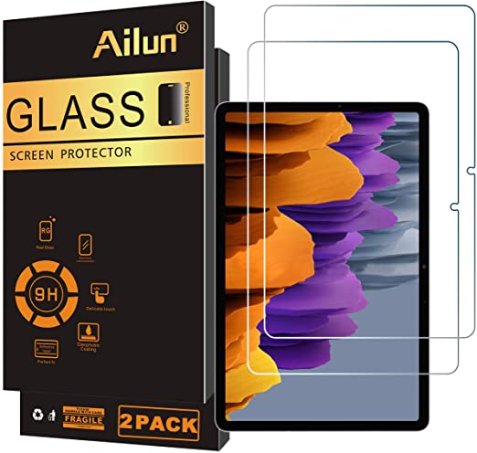 Ailun Screen Protector For Galaxy Tab S7, 11 inch 2Pack Tempered Glass 9H Hardness 2.5D Edge Ultra Clear Anti Scratch Case Friendly