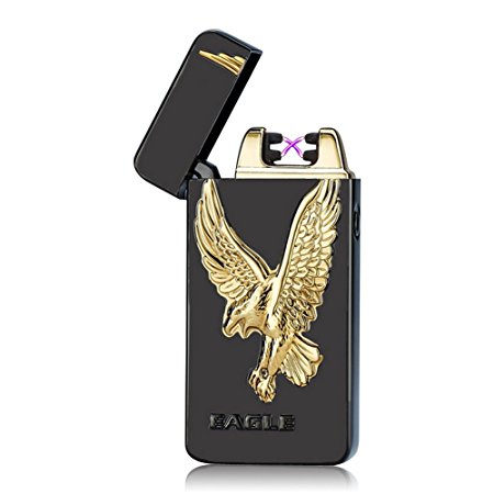 Padgene Electronic Pulse Double Arc Cigarette Lighter USB Rechargeable Windproof Flameless Cigar Lighter No Gas for Men Best Gift