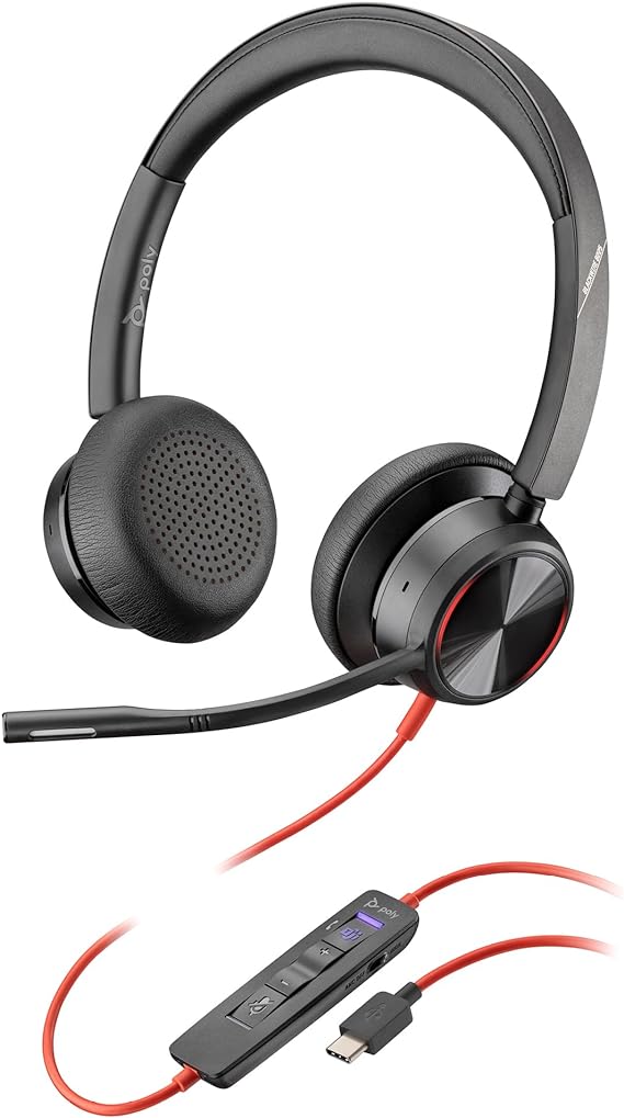 Poly Blackwire 8225 Premium Wired Headset (Plantronics) – Active Noise Canceling – Hi-fi Stereo - Connect to PC/Mac - Certified for Microsoft Teams - Amazon Exclusive