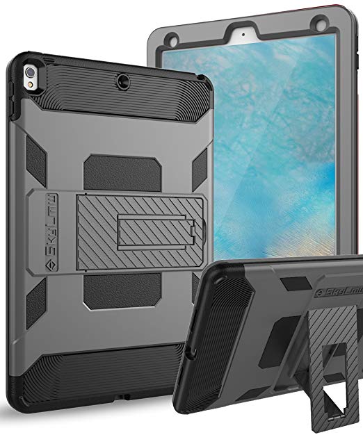 SKYLMW Case for iPad Air 3rd Generation 2019/iPad Pro 10.5" 2017,Heavy Duty Three Layer Hybrid Shockproof Protective Cover with Kickstand for iPad Pro 10.5" 2017 /iPad Air 3 2019 10.5 inch,Grey/Black