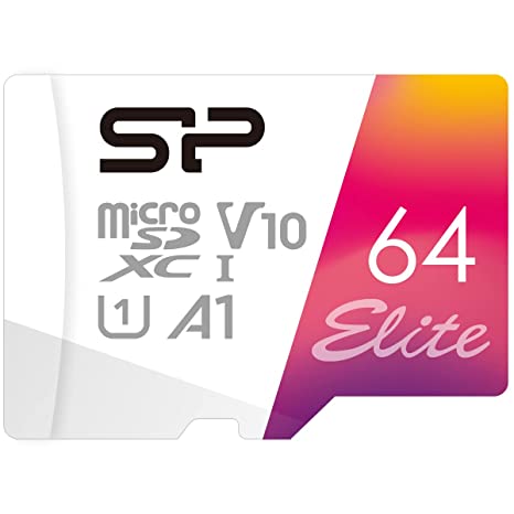 Silicon Power 64GB microSDXC UHS-I Micro SD Card with Adapter, Up to 100MB/s Read, Class 10 U1 V10 A1 Full HD Video microSD Memory Card, Elite Series