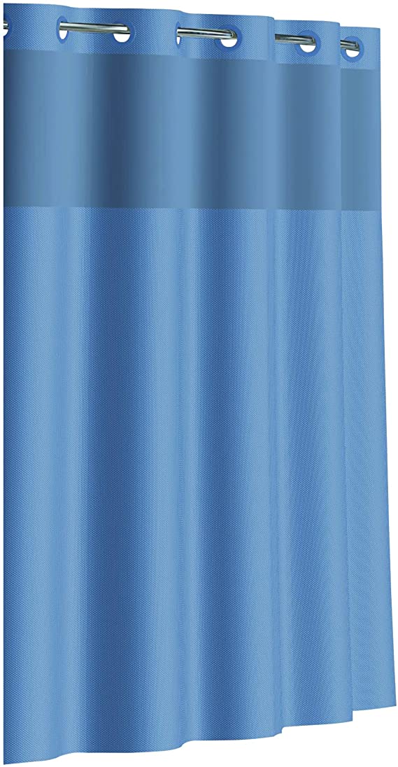 Hookless RBH80MY049 Fabric Shower Curtain with Built in PEVA Liner -  Midnight Dobby Pique