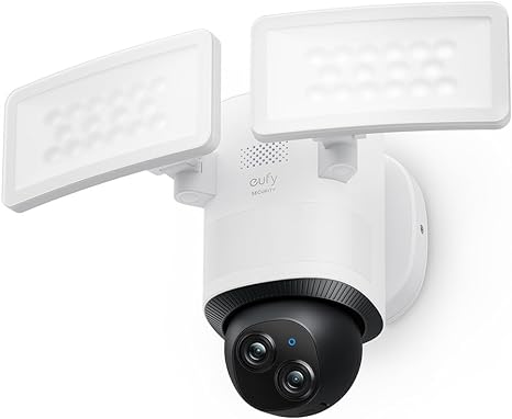 eufy Security Floodlight Camera E340 Wired, 360° Pan and Tilt, 24/7 Recording, Dual-Band Wi-Fi, 2,000 Lumens, Motion-Activated, Dual Camera, HomeBase 3 Compatible, Local Storage, No Monthly Fee