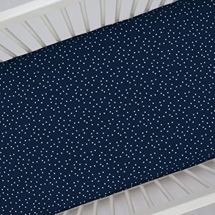 Carter's 100% Cotton Sateen Fitted Crib Sheet - Navy with White Stars, Navy, White