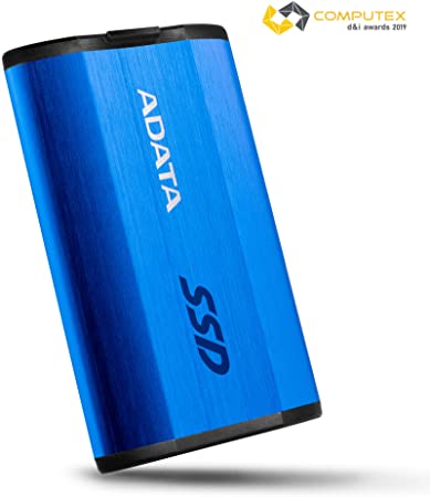 ADATA SE800 512GB IP68 Rugged - Up to 1000 MB/s - SuperSpeed USB 3.2 Gen 2 USB-C External Portable SSD Blue (ASE800-512GU32G2-CBL)