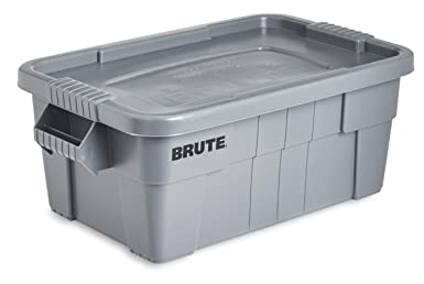 Rubbermaid Commercial Products Brute Tote Storage Container with Lid, 14-Gallon, Gray (FG9S3000GRAY) (Pack of 6)