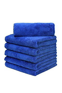 CarCarez Professional Grade Microfiber Car Wash Drying Towel, 16 in.x 24 in. Blue, Pack of 6