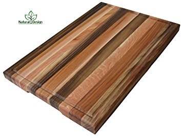 Cutting Board 16 x 10 x 1.2 inches Edge Grain Chopping Block with Juice Groove Wood: Walnut, Ash-tree, Oak, Red Oak, Maple, Cherry Hardwood Extra Thick Serving Platter Durable & Resistant