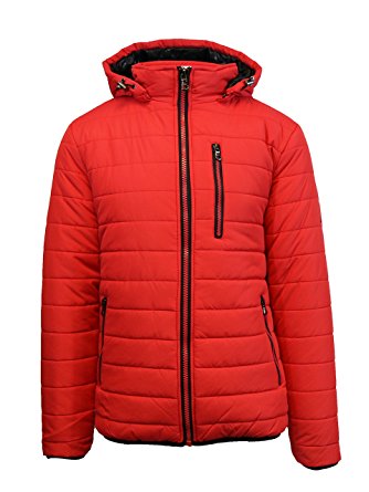 Spire Men's Puffer Bubble Jacket With Contrast Trim