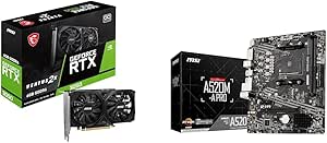 MSI GeForce RTX 3050 Ventus 2X 6G OC Carte Graphique - 6 Go GDDR6, 1492 MHz, PCI Express Gen 4, 96 Bits, DP v 1.4a, 2X HDMI 2.1 (Prend en Charge 4K à 120 Hz) & A520M-A Pro Carte-mère, Micro ATX