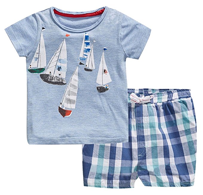 Fiream Little Boys' Summer Cotton shortsleeve clothing Sets