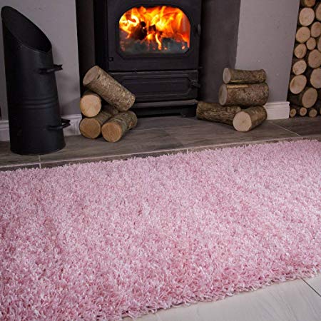 The Rug House Ontario Baby Pink Fireside Fireplace Mantelpiece Hearth Shaggy Shag Fluffy Living Room Area Rug