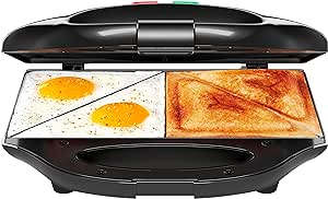 Chefman Portable Sandwich Maker, Compact, Nonstick, Electric Omelet Maker, Panini Press, Pocket Sandwich Press, and Quesadilla Maker, with Indicator Lights, Locking Lid, and Cord Storage