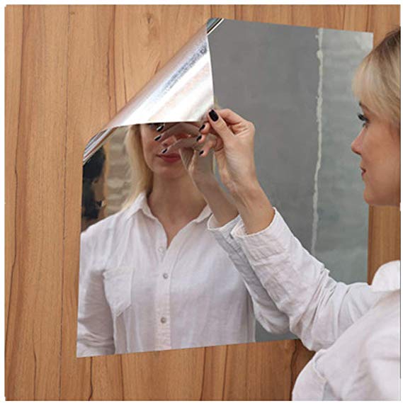 Soft Mirror Sticker,Big Flexible Mirror Sheets Full Body Mirror Self-Adhesive Wall Non Glass Cuttable Plastic Sheet