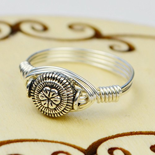 Round Flower Bead Sterling Silver Wire Wrapped Ring- Custom made to size 4-14