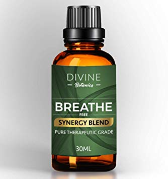 Divine Botanics Aromatherapy Breathe Pure Essential Oil Synergy Blend - For Portable Diffuser Humidifier Inhaler Steamer Vaporizer - For Sinus Cold Flu Cough Allergy Congestion Headache Asthma Relief