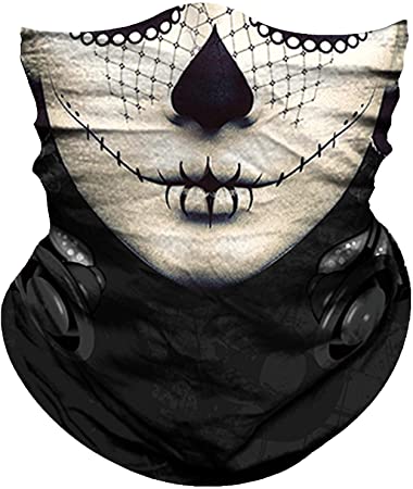 Obacle Skull Face Mask for Women Men Dust Wind Sun Protection Seamless Bandana Face Mask for Rave Festival Motorcycle Riding Biker Fishing Hunting Outdoor Running Tube Mask Multifunctional Headwear