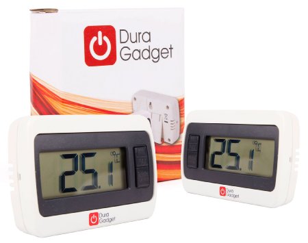 DURAGADGET Twin-Pack Indoor LCD Room Temperature Thermometer/Gauge With Stand And Digital Display - Perfect For Use In The Office Or At Home