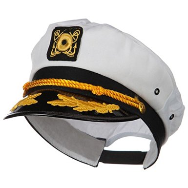 SAILOR SHIP YACHT BOAT CAPTAIN HAT NAVY MARINES ADMIRAL CAP HAT WHITE GOLD 23400