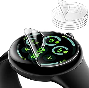 JETech Schutzfolie für Google Pixel Watch 3 (2024) 45mm, Anti-Kratzer Selbstheilende Weiche TPU Displayschutz Folie, HD Klar, 6 Stück