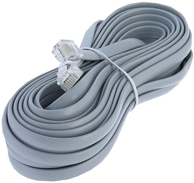 14ft Heavy Duty RJ12 Silver Satin 6 Conductor 6P/6C Telephone Line Cord by Corpco