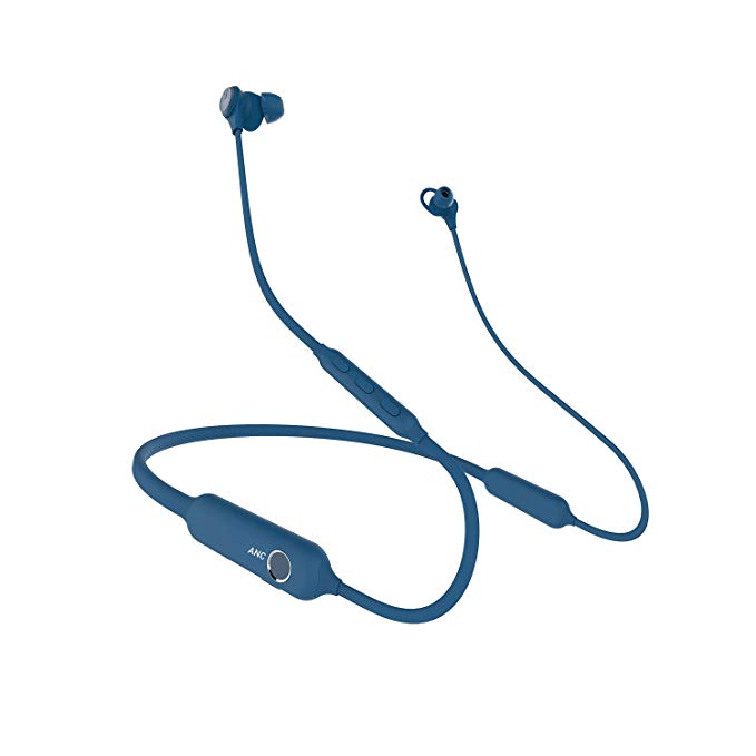 Linner Active Noise Cancelling Headphones, NC50 Wireless In Ear Earbuds-HD Stereo, Monitor Mode, IPX4 Sweatproof, 13 Hours Playtime, Sports Magnetic Earphones Bluetooth Headset with Microphone (Blue)