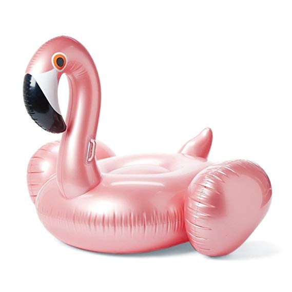 GOOBAT 59-Inch Giant Flamingo Inflatable Pool Float Toy, Swimming Party Lounge Floaty Raft for Kids, Rose Gold