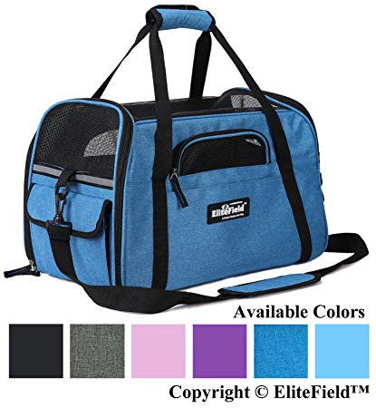 EliteField Soft Sided Pet Carrier (3 Year Warranty, Airline Approved), Multiple Sizes Colors Available
