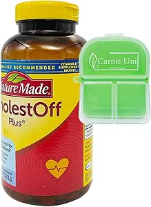 Nature Made CholestOff Plus 900mg Plant Sterols 210 Softgels | No Artificial flavours | No Syntetic dyes | Gluten free | No perservatives | - Bundle with Carnie Portable-Case