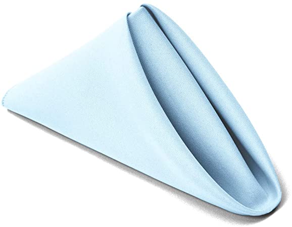 TableLinensforLess 17x17 Inch Polyester Cloth Napkins, Set of 6 (Baby Blue)