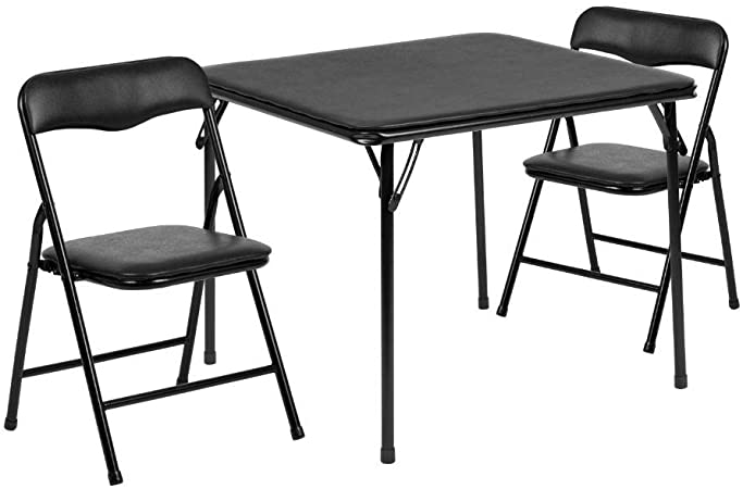 Flash Furniture Kids Black 3 Piece Folding Table and Chair Set