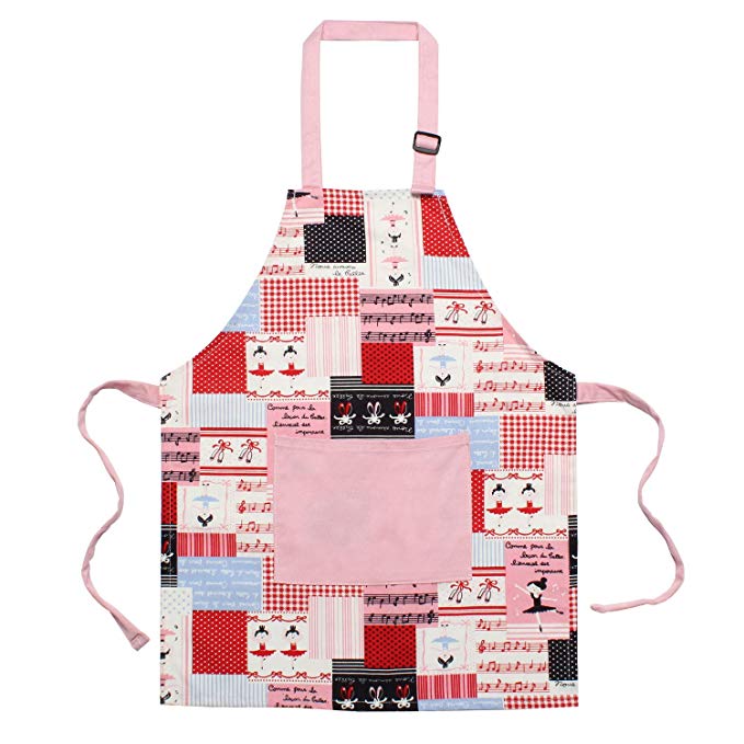 Kids Apron Kids Cook Aprons with Front Pocket and Adjustable Neck Strap Cotton Apron Suitable for Kids Cooking,Painting,Baking