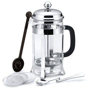 Cymas French Press Coffee Maker, 34oz 8 Cups Coffee Tea Press Pot with Stainless Steel & Heat-resistant Glass