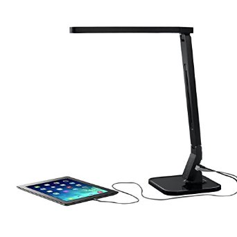 15W LED Desk Lamp, Dimmable Touch Eye-Care Folding Table Lamp, Charging Port 5V/2A, Multiple Lighting ALISAN A1102 (5-Level Dimmable, 4 Lighting Modes, Flexible Arm, Black)