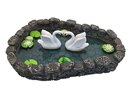 Swan Miniature Pond - LOVE is in the air! A Miniature Swan Lake for a Miniature Fairy Garden and Miniature Garden Accessories by GlitZGlam