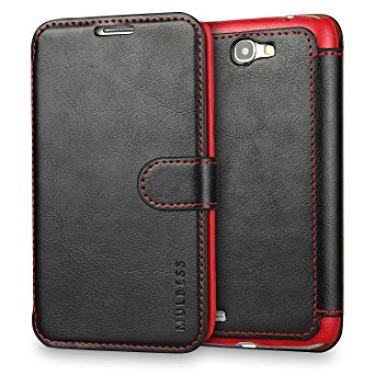 Galaxy Note 2 Case Wallet,Mulbess [Layered Dandy][Vintage Series][Black] - [Ultra Slim][Wallet Case] - Leather Flip Cover With Credit Card Slot for Samsung Galaxy Note 2 N7100