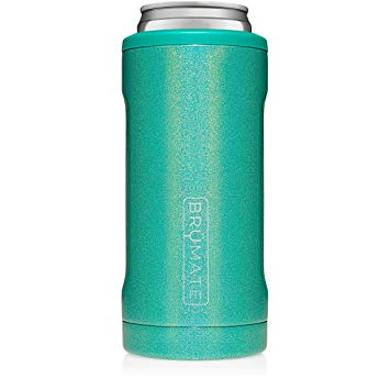 BrüMate Hopsulator Slim Double-walled Stainless Steel Insulated Can Cooler for 12 Oz Slim Cans (Glitter Peacock)