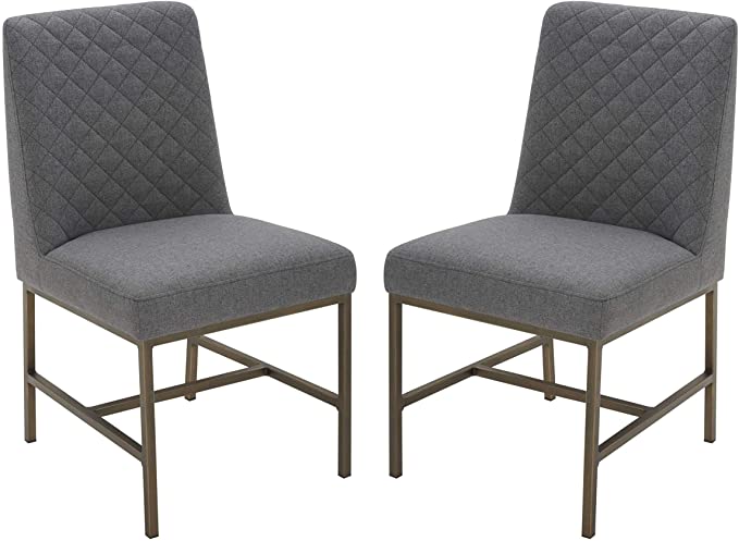 Amazon Brand – Rivet Vermont Modern Diamond-Stitched Upholstered Dining Chair, 20"W, Set of 2, Graphite Grey